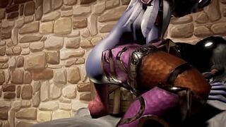 Nightelf Rides a Werewolf in her dungeon - 1 image