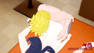 Naruto Hentai - Threesome Hinata is Fucked by Naruto while sucks Dicks and They cums in her mouth and pussy - 7 image