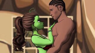 A green skinned big booty alien steps through a portal for some bbc action - AI powered voices - 5 image