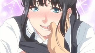 Hentai / A slut in a school uniform sucks cock while her Cuckold boyfriend watches - 1 image