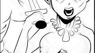 Naked dungeos & dragons fantasy elf girl running from big dicked cave troll in hentai cartoon style. - 3 image