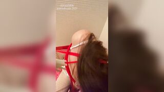 Tied NanaMilk in cat ear cosplay to a chair, deepthroat & slapped to the back of her throat - 6 image