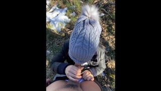 Rich blowjob in the mountains, he cums in my mouth - Violet Summers