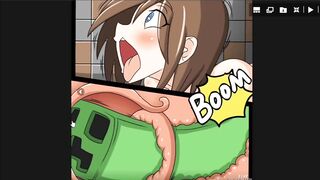 Minecraft Steve Jerking off watching Alex Get Gangbang by Creepers Comic Porn - 5 image