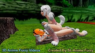 White Anime Furry Girl Riding Outdoors - SL Anime Furry - 1 image