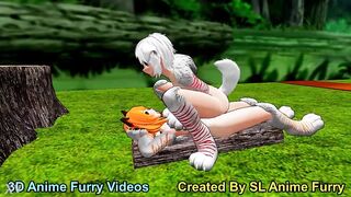 White Anime Furry Girl Riding Outdoors - SL Anime Furry - 4 image