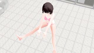 Toyota's anime girl shakes big breasts in a pink bikini - 3 image