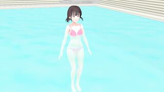 Toyota's anime girl shakes big breasts in a pink bikini - 7 image