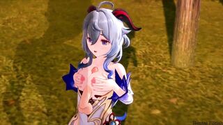 Ganyu take a public stuffing in the forest Genshin Impact Hentai - 5 image