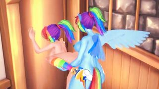 My Little Pony Futanari - Rainbow Dash fucks human Rainbow Dash - 3D Hentai - 4 image