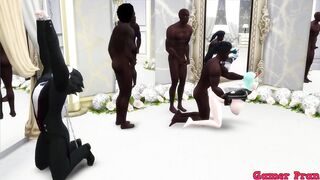 Bulma Marriage Episode 3 Beautiful Wife at her Wedding is transformed into a Sex Slave Bitch Fucked in the Anal Ass by 3 Black with Big Dick Netorare Hentai - 4 image