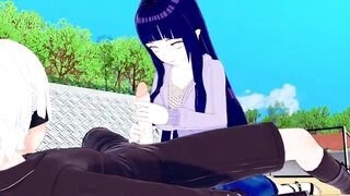 NARUTO Hinata gives a blowjob with her big tits and rides a cock until cumming Anime Hentai 3D - 2 image