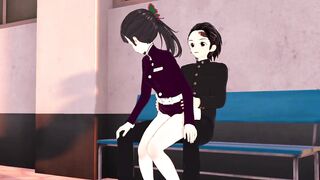 DEMON SLAYER Kanao Tsuyuri is caught to be fucked and gives a great blowjob with her tits Anime H - 4 image