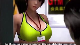 3d big tits get blowjob sex on gym