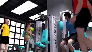 3d big tits get blowjob sex on gym - 4 image
