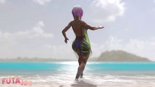 Big Tittied Futa Babe Watches Big Dicked Girls Fucking - 2 image