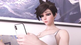 Tracer plays with wet pussy (Overwatch Hentai) - 2 image