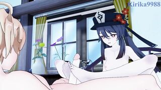 Hu Tao and Aether have intense sex in the bedroom. - Genshin Impact Hentai - 2 image