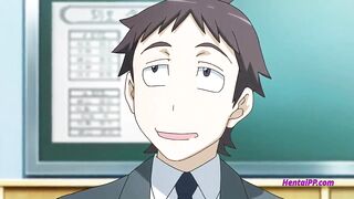 Horny Hentai Brunette Babe Fuck With College At School - 2 image