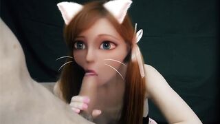 Cat girl in real life! waifu blowjob - 2 image