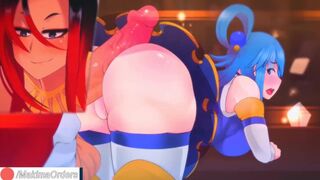 4K Futanari Sylvia and Aqua Fucks on Bath | MakimaOrders - 1 image