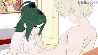 Inko Midoriya and Katsuki Bakugo have intense sex in the living room. - My Hero Academia Hentai - 2 image