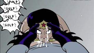 Batman Pounding Wonder Woman's Both Holes and Cum on her face cartoon Porn - 6 image