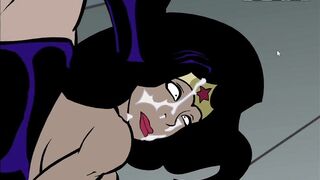 Batman Pounding Wonder Woman's Both Holes and Cum on her face cartoon Porn - 8 image