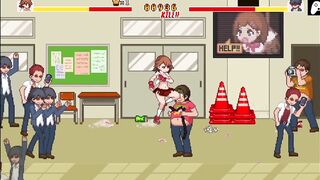 School Dot Fight | A fighter can't resist the penises of the guys thirsty for pussy and gets her pussy and ass fucked perfectly to get stuffed | Hentai Games Gameplay | P3