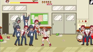 School Dot Fight | A fighter can't resist the penises of the guys thirsty for pussy and gets her pussy and ass fucked perfectly to get stuffed | Hentai Games Gameplay | P3 - 3 image