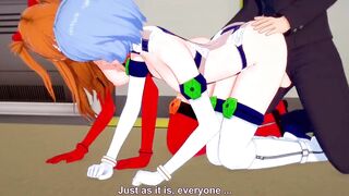 Asuka and Rei have group threesome | Neon Genesis Evangelion 3D Hentai Parody - 9 image