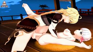 Ayaka x Aether - Genshin Impact Hentai 3D 4K 60 FPS - 6 image