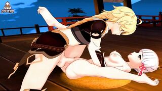Ayaka x Aether - Genshin Impact Hentai 3D 4K 60 FPS - 7 image