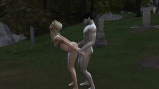 Sims 4 Porn Hot Blonde Babe Fucks Vampire Guy In Graveyard - 10 image