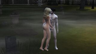 Sims 4 Porn Hot Blonde Babe Fucks Vampire Guy In Graveyard - 3 image