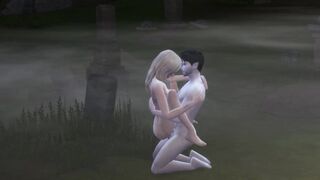Sims 4 Porn Hot Blonde Babe Fucks Vampire Guy In Graveyard - 5 image