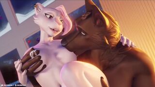 Hot Yiff getting her breasts milked and sucked - 3D furry animation - 1 image