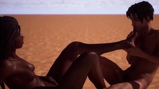 Black Girl Gives Wet Creamy Foot Job - 3D Animation