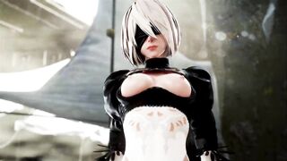 Nier Automata - 2B Riding and Creampied in Camp (4K Animation with Sound) - 3 image