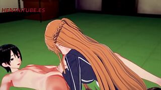 Sword Art Online Hentai 3D - Asuna x Kirito - Handjoob, Blowjob, Fucks with cum inside - Anime Manga Japanese Porn - 1 image