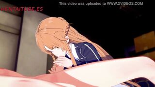Sword Art Online Hentai 3D - Asuna x Kirito - Handjoob, Blowjob, Fucks with cum inside - Anime Manga Japanese Porn - 6 image