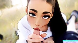 Anime Girl Making BJ in the Forest - 4 image