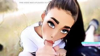 Anime Girl Making BJ in the Forest