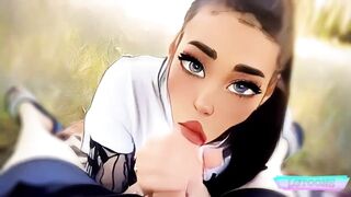 Anime Girl Making BJ in the Forest - 7 image