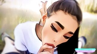 Anime Girl Making BJ in the Forest - 8 image