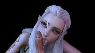 Forest Elf with Stunning Green eyes gives Blow job in POV : 3D Porn