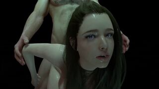 Cute Brunette Girl Loves Anal Standing up with her hands Pulled back : 3D Porn - 1 image