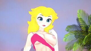 Super Mario Bros Princess Peach moans on the beach