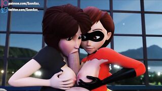 Elastigirl fucked by two huge cocks - Step Aunt Cass and Helen Parr Hard Rough Sex (Anal Creampie, Hard Anal Sex) by Sav - 3 image