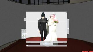 Sakura's Wedding Part 1 Anime Hentai Netorare Newlyweds take Pictures with Eyes Covered a. Wife Silly Husband - 2 image
